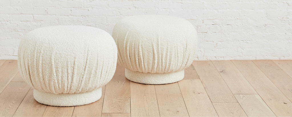 bel air swivel ottoman - sherpa cloud