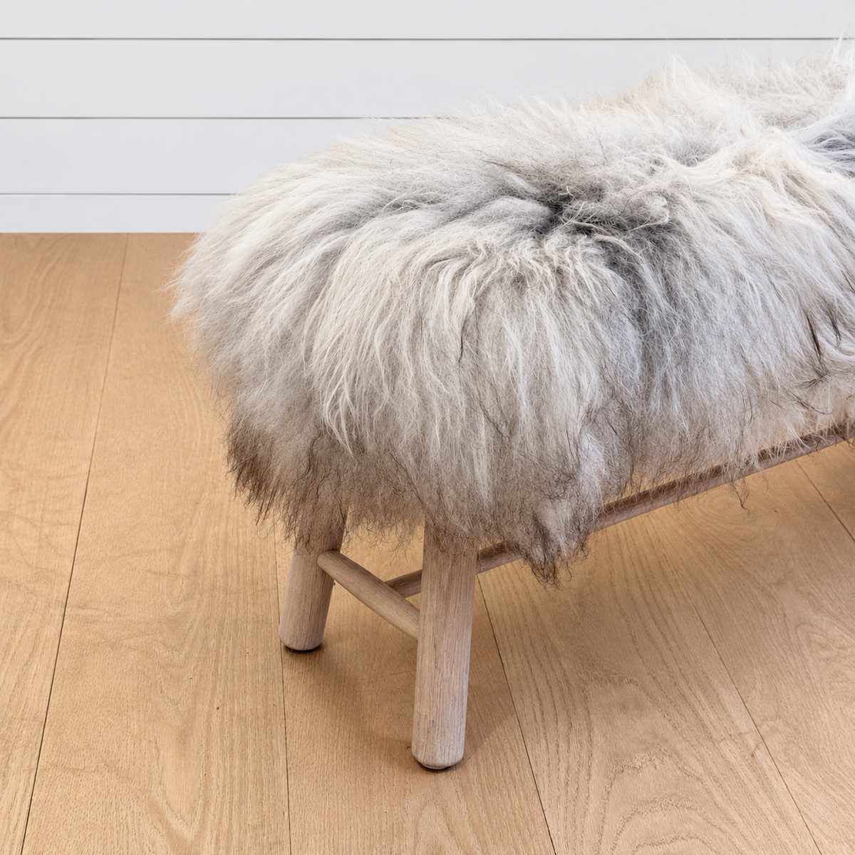 natural & grey sheepskin bench