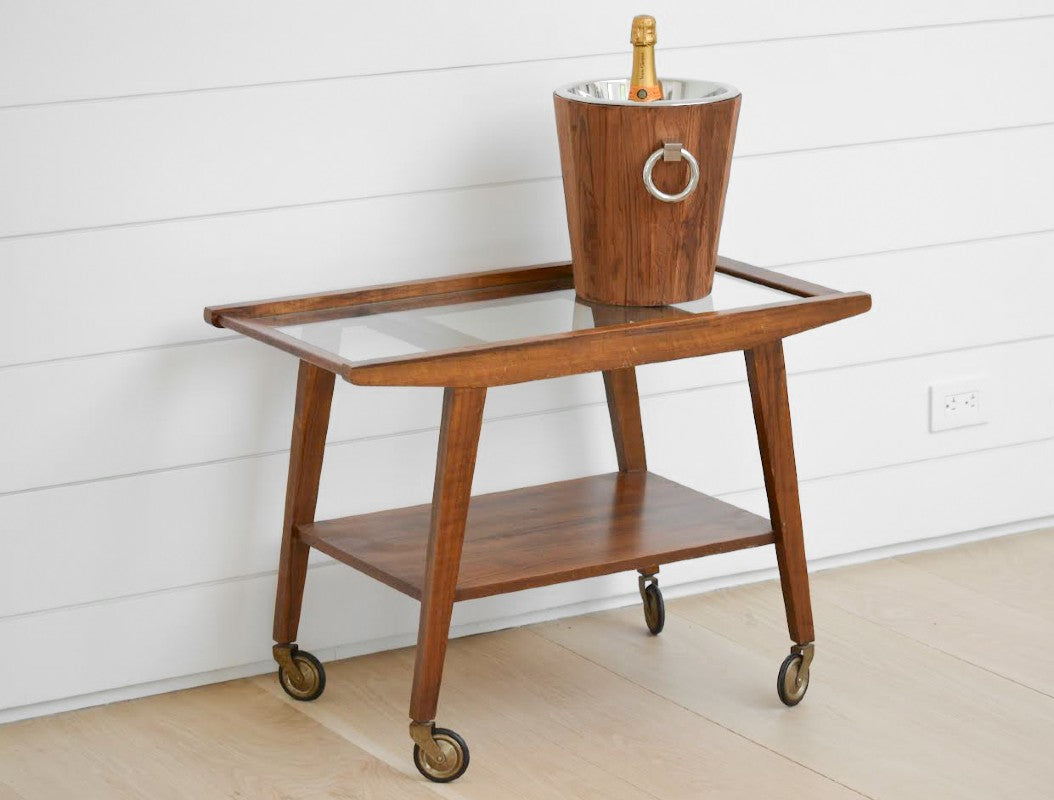 vintage teak bar cart