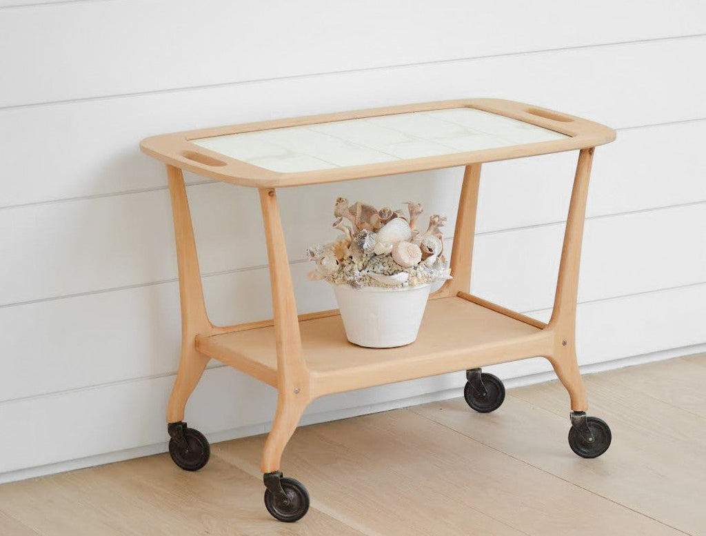 vintage blond bar cart