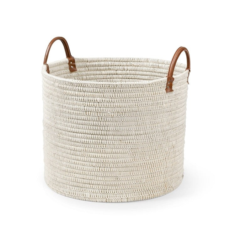 white cotton & seagrass planter basket