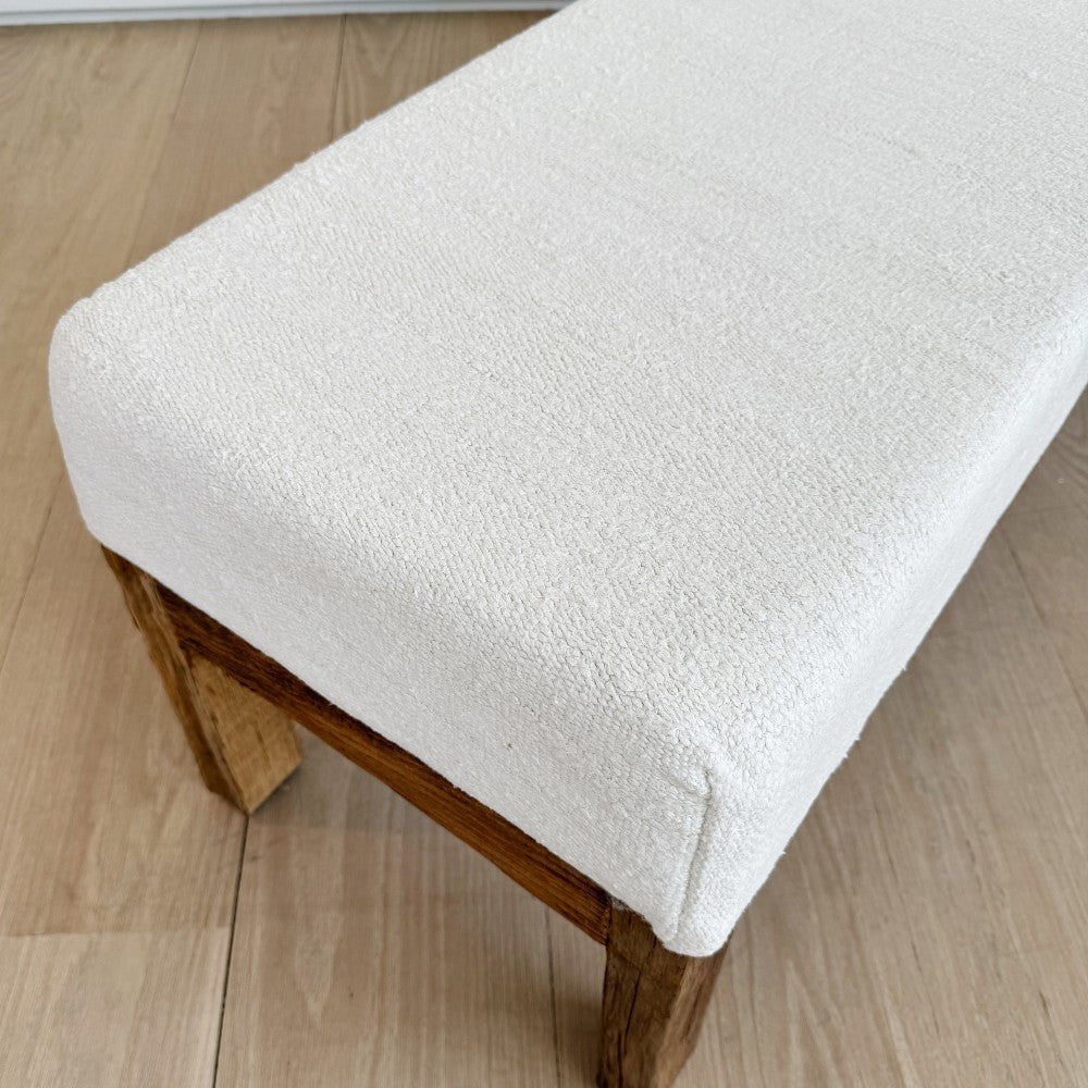hemp kilim & oak bench 48"