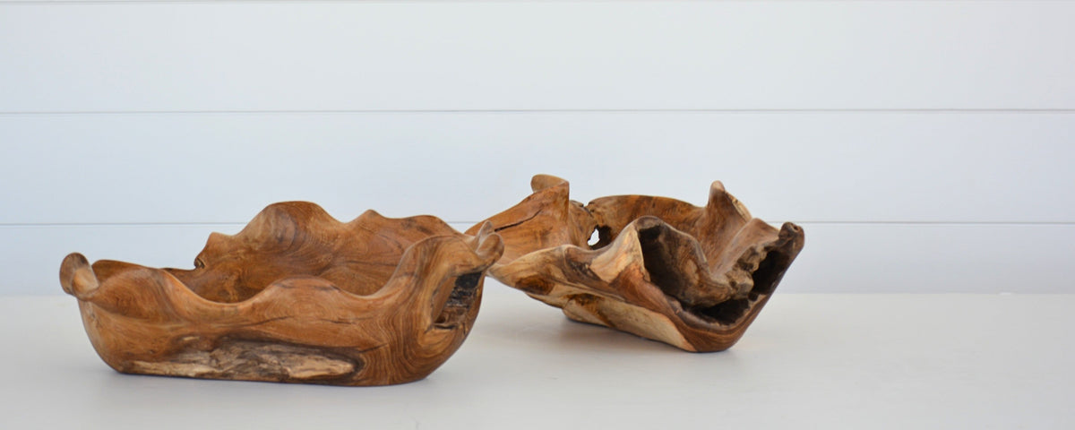 freeform teak bowl