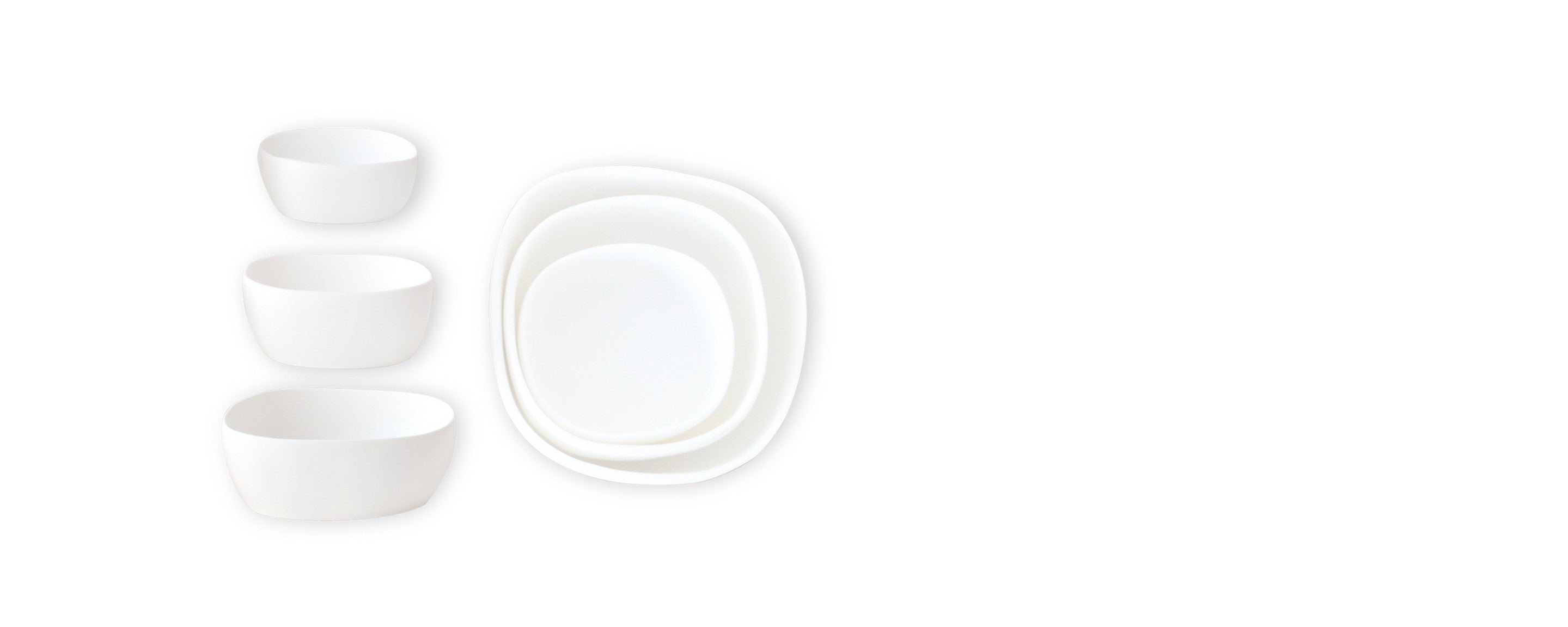 resin nested serving bowls, white