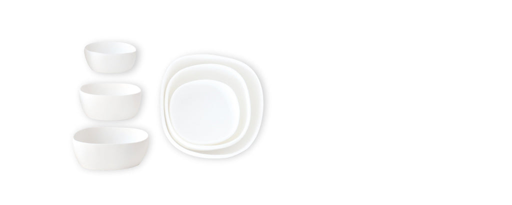 resin nested serving bowls, white