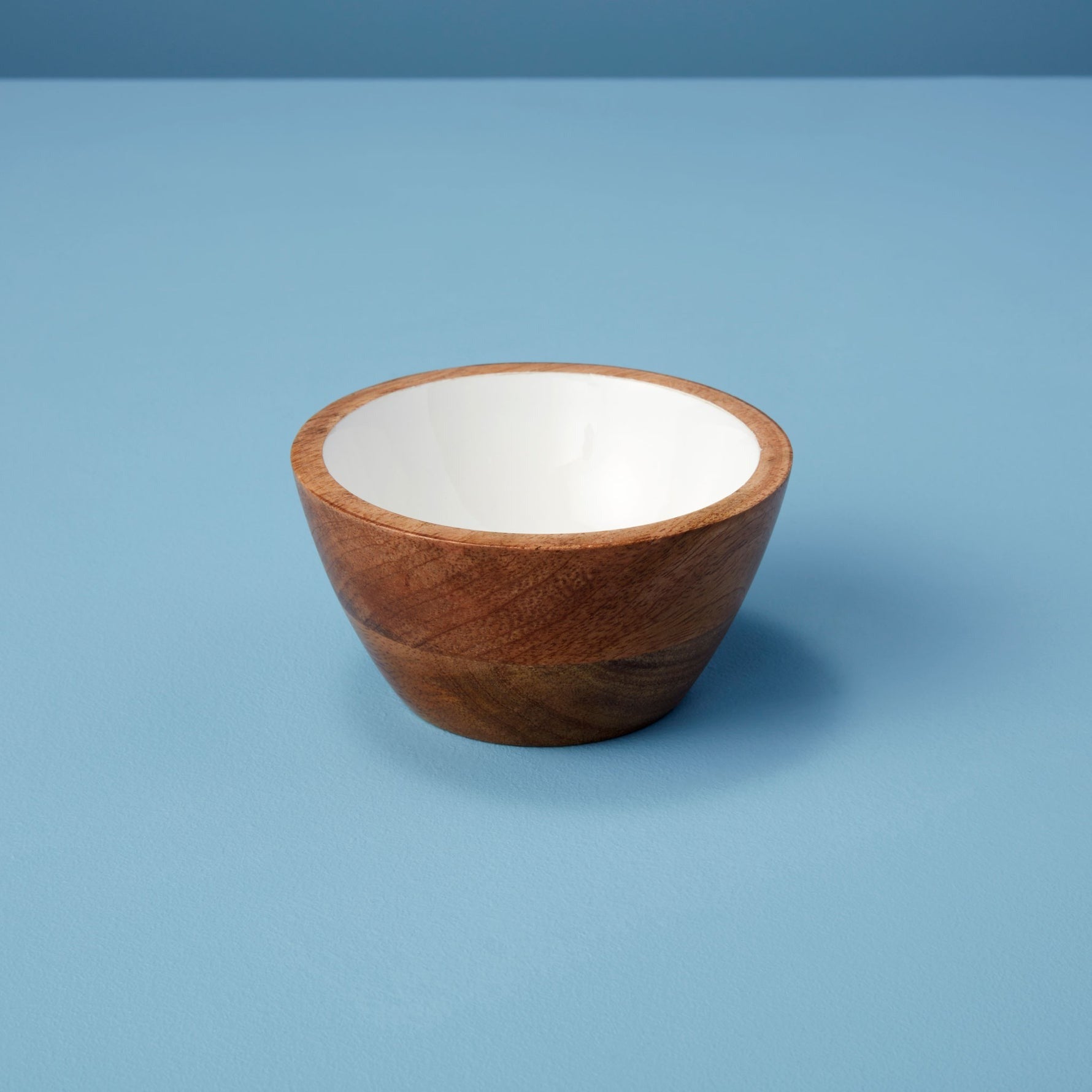 mango wood enamel snack bowl