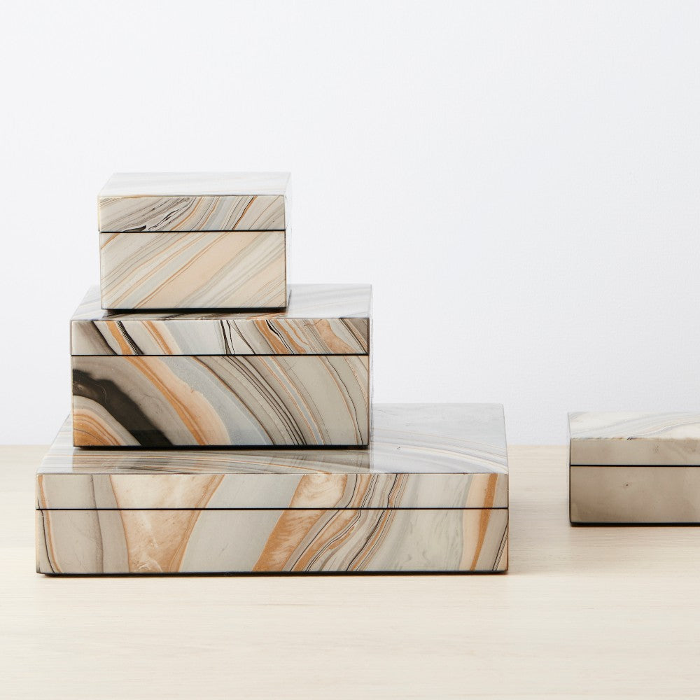 marbleized lacquer square box