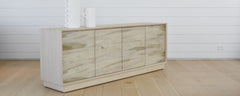 the homenature carmel oak cabinet with spalted doors