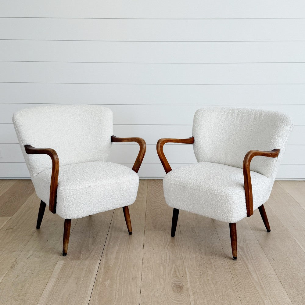 vintage pair of small french armchairs