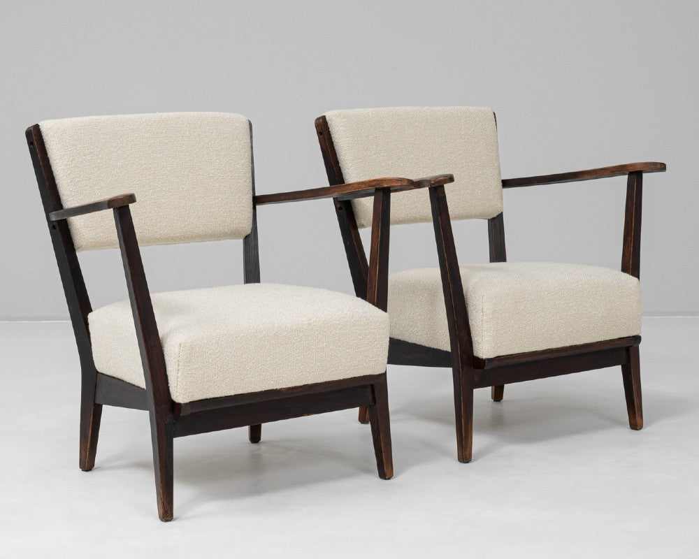 vintage pair of small French armchairs