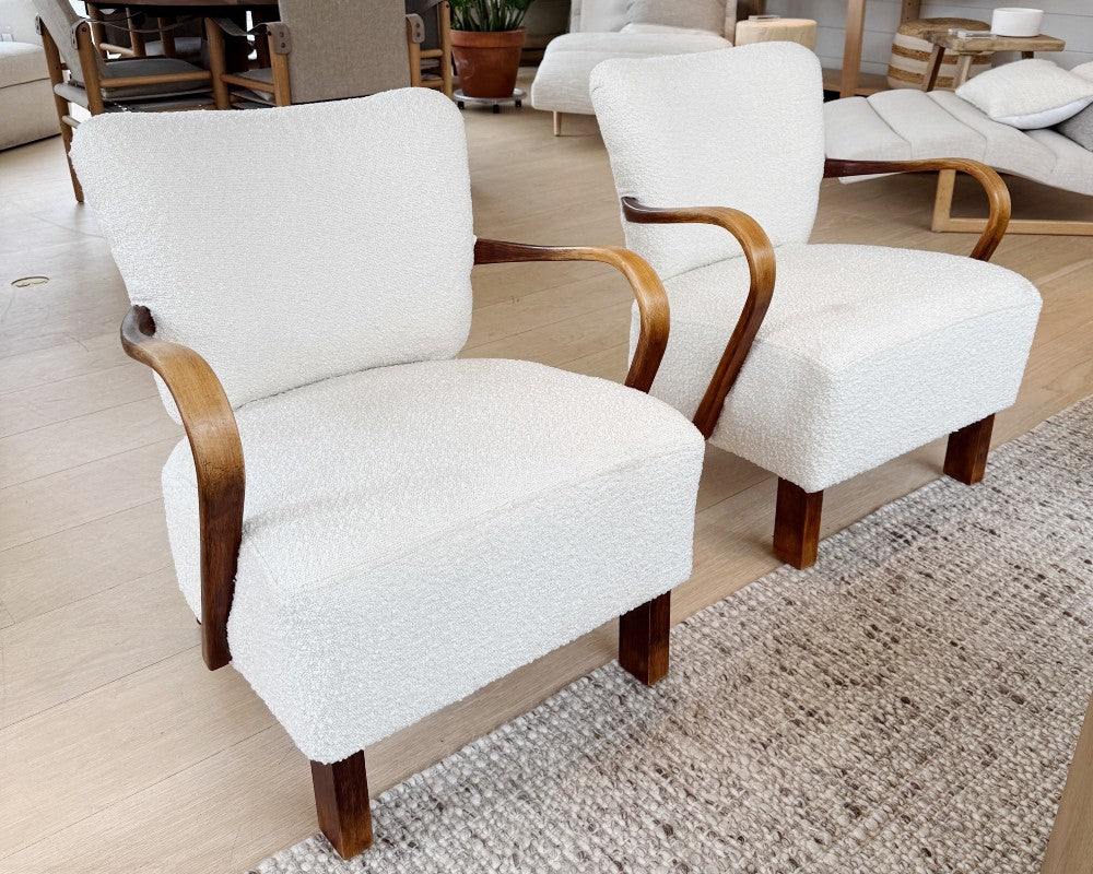 vintage pair of small french armchairs