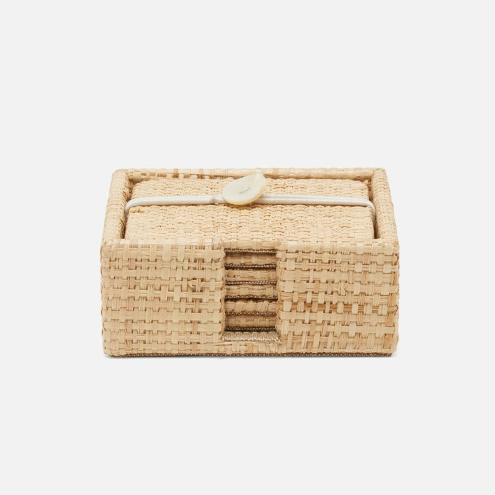 raffia box coaster, set of 6