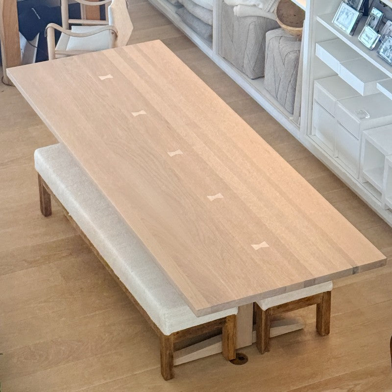 trestle base white oak wood dining table