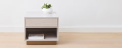 the homenature mercer nightstand in silver oak