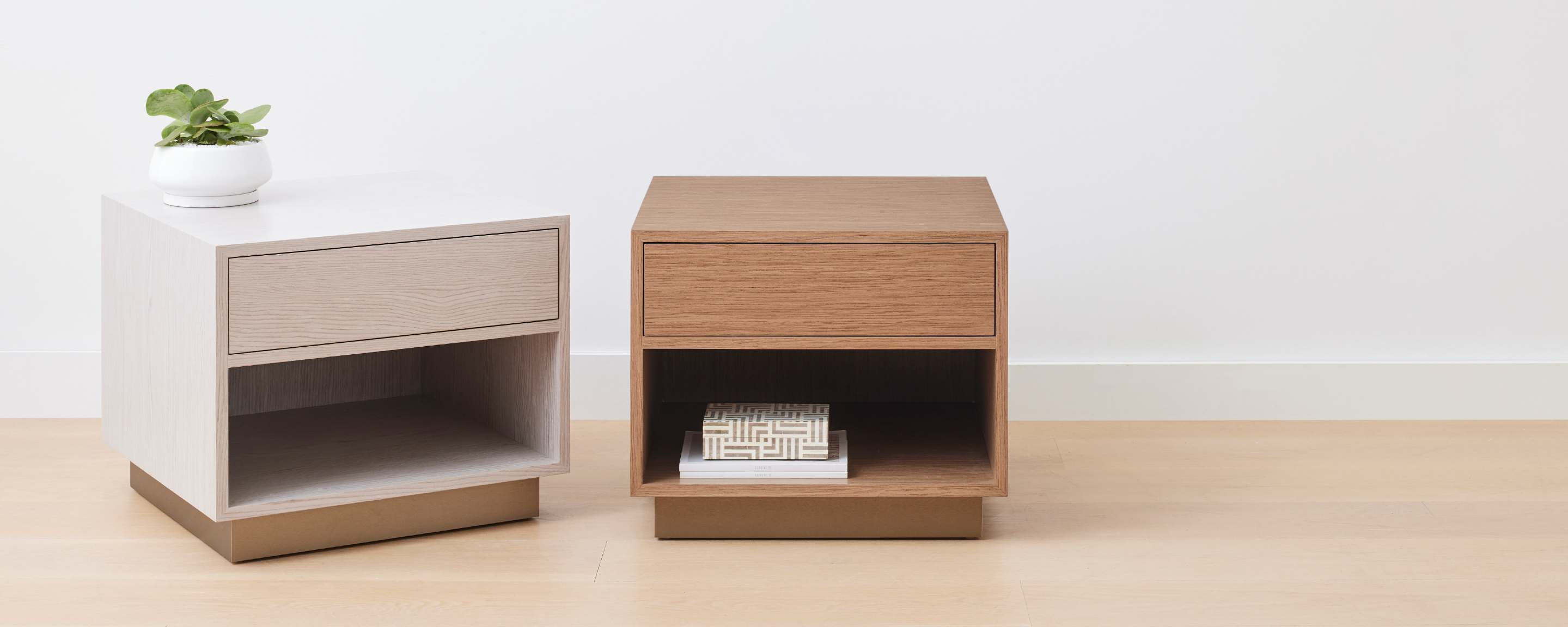 the homenature mercer nightstand in silver oak