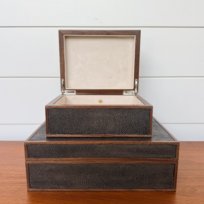 faux shagreen dark mushroom box, large