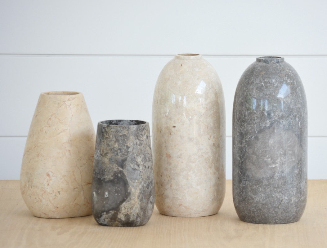 tapered marble vase - beige