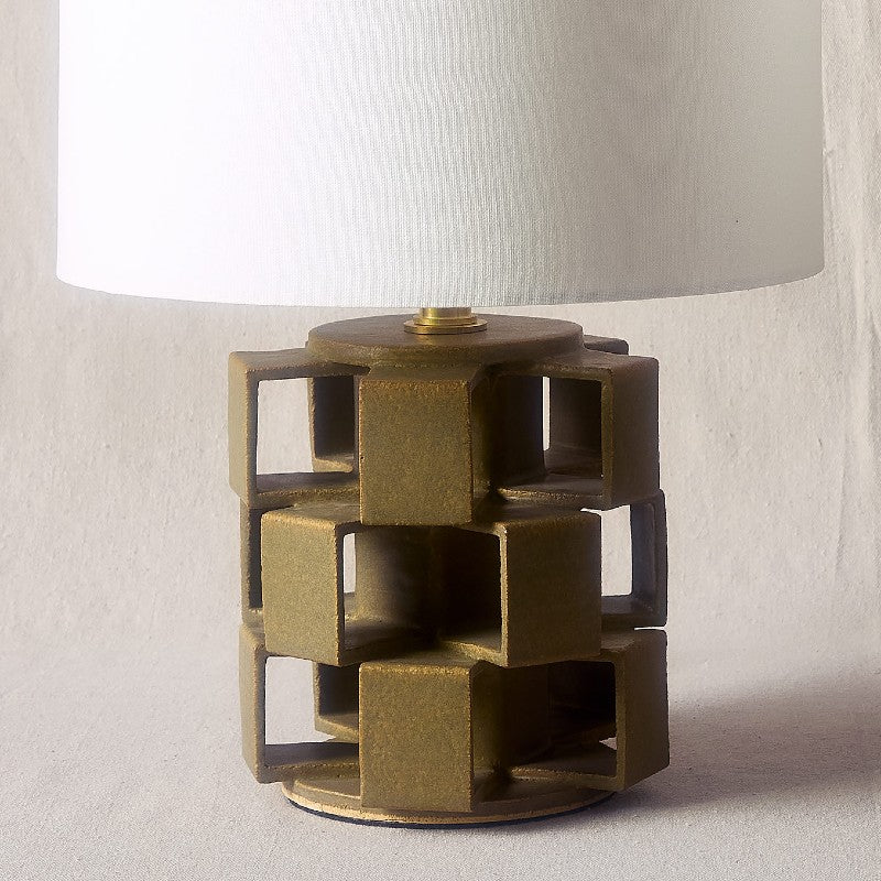 warner walcott mini cube lamp in olive