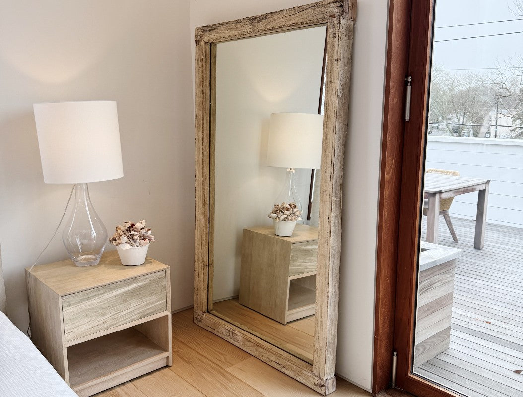 vintage wood floor mirror