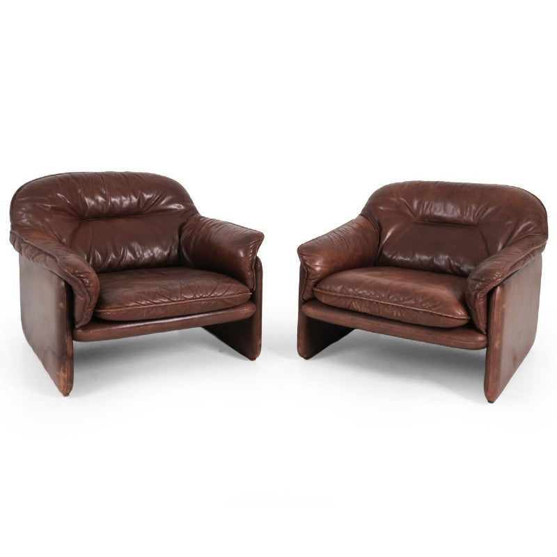 vintage pair of de sede leather chairs
