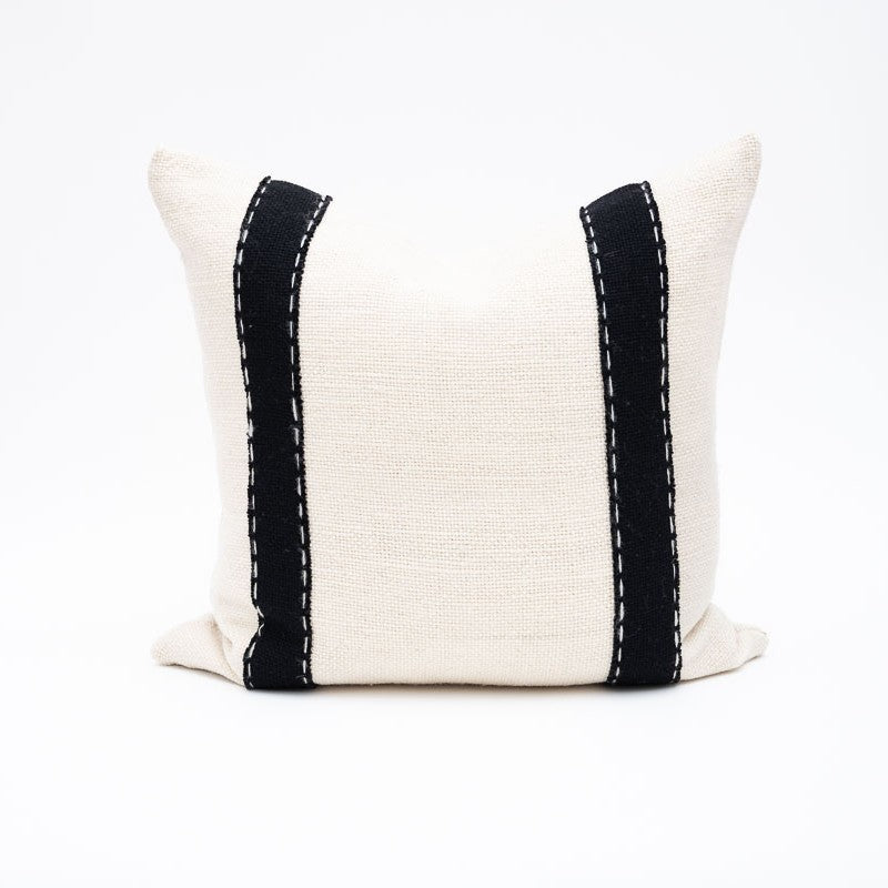 double stripe black & natural pillow