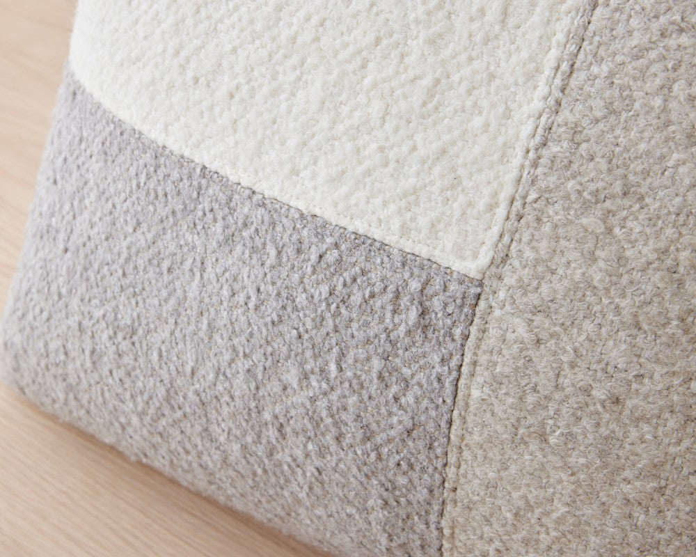 napa ivory, grey, slate grid pillow, 24x24