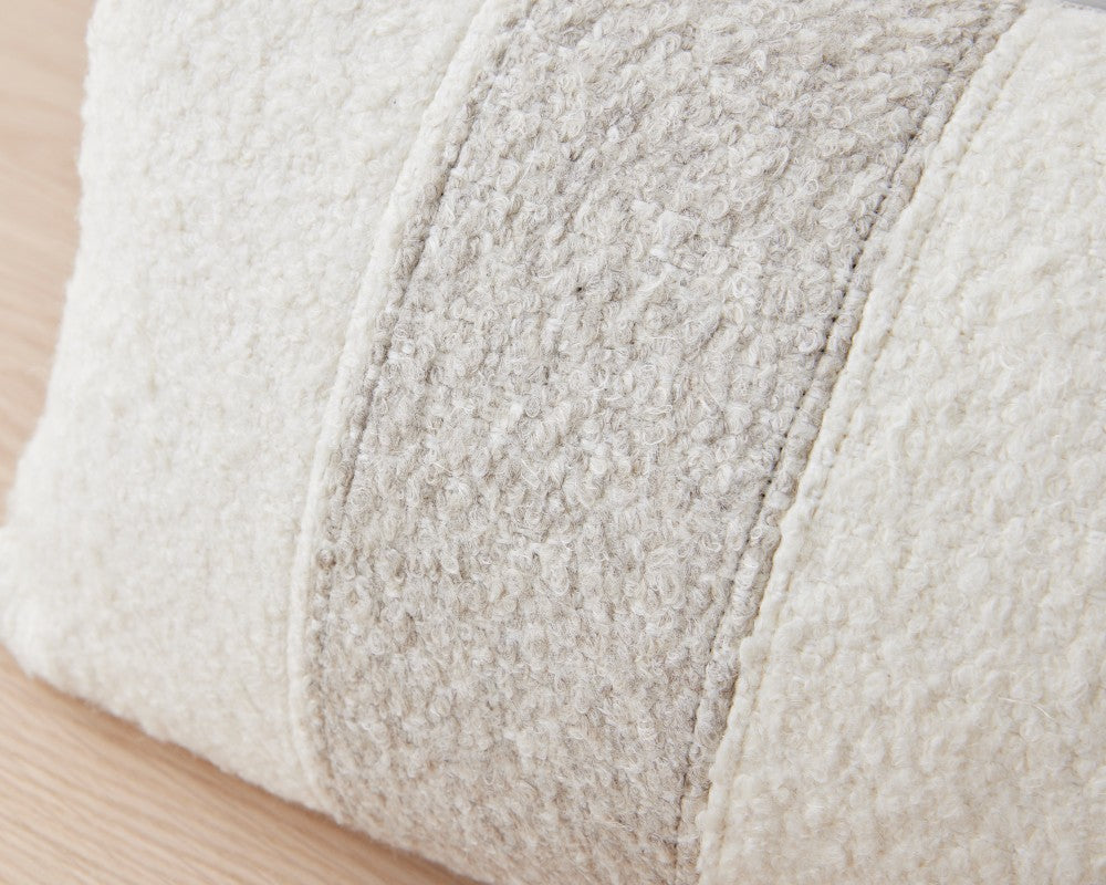 napa ivory with grey stripe pillow, 12x20