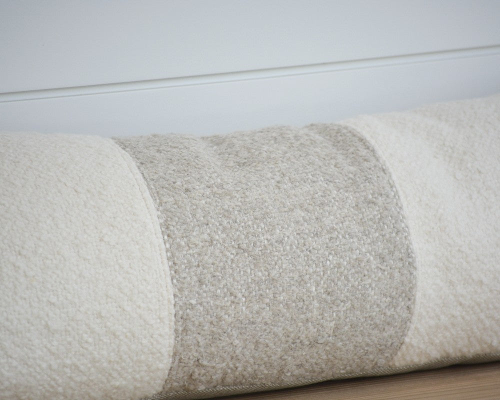 napa oyster with grey stripe lumbar pillow, 14x42