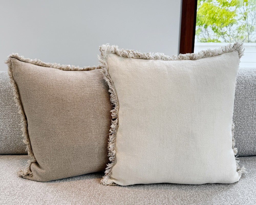natural and ivory linen pillow