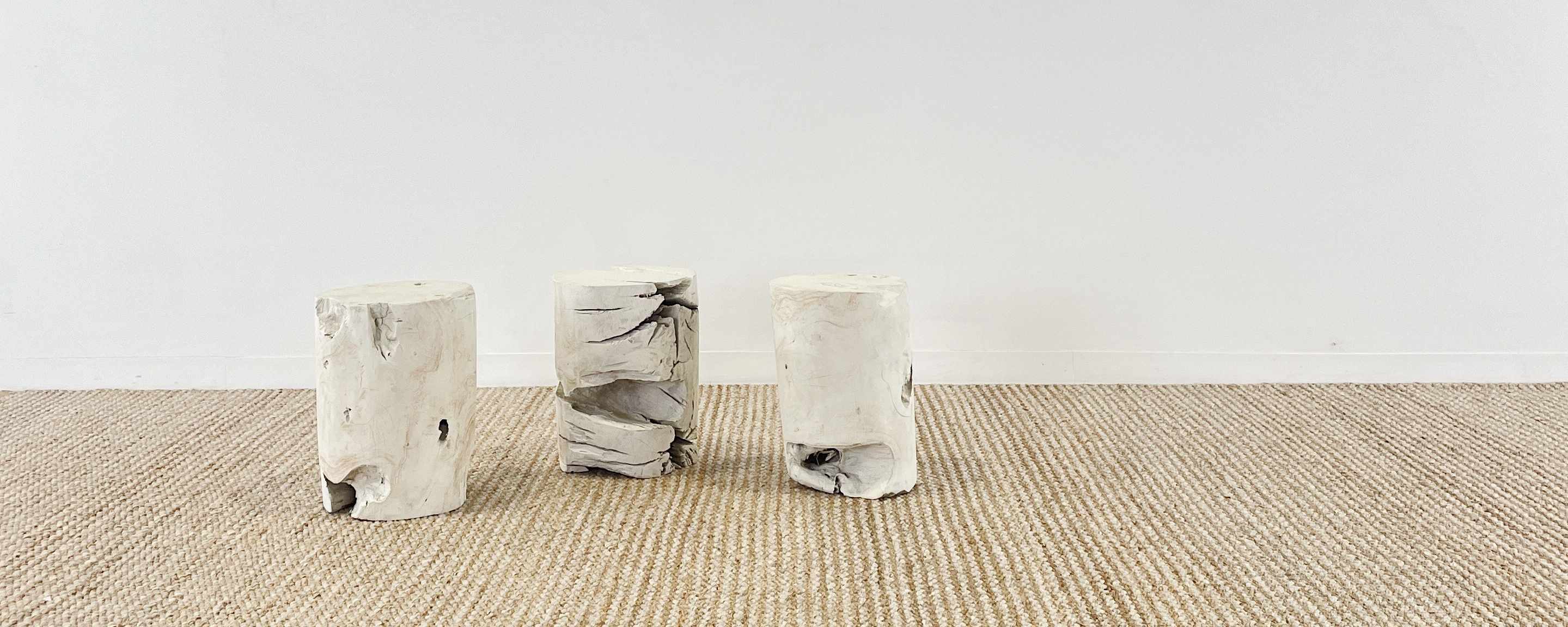 the bleached teak round occasional table/stool