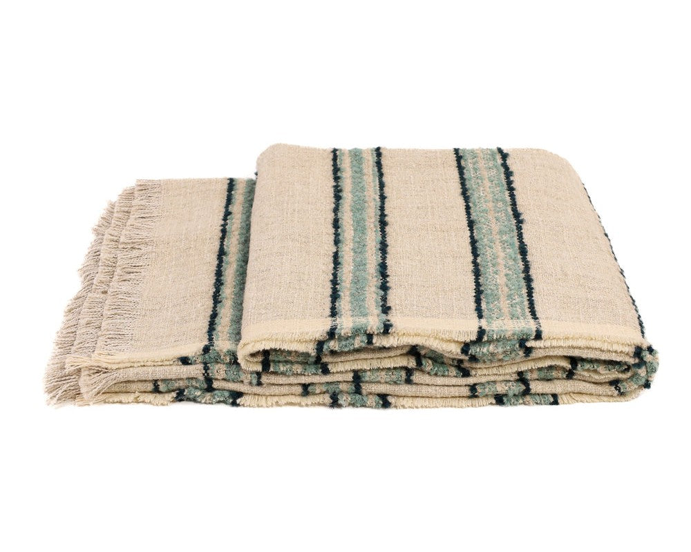 becker natural and blue throw