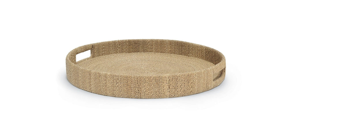 abaca natural round tray, large