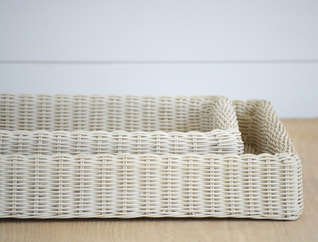 faux wicker trays, set of 2