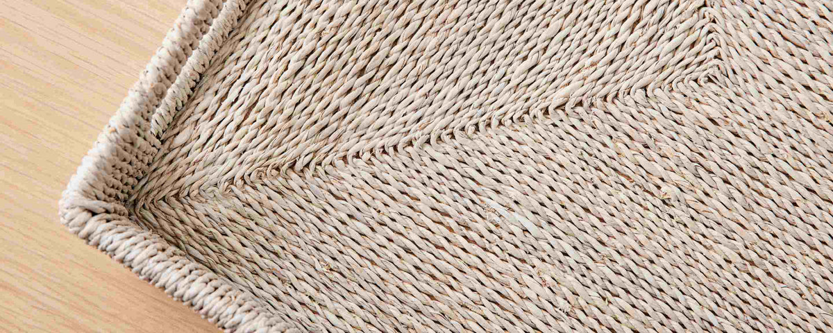 abaca white sand rectangular tray, small