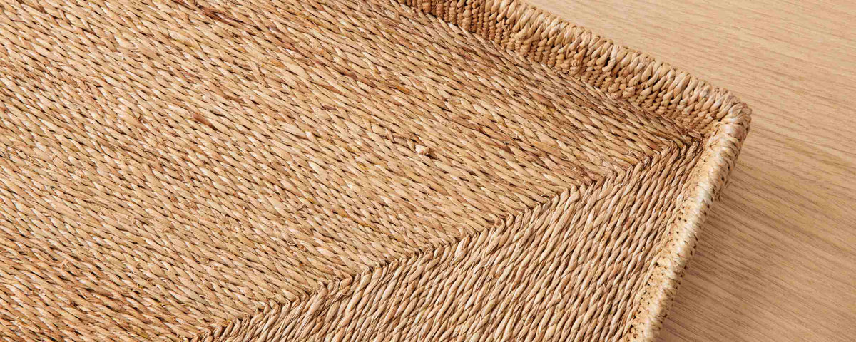 abaca natural rectangular tray, small