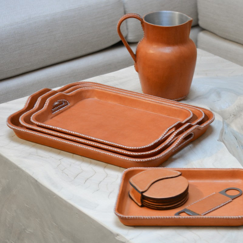 leather wrapped tray, medium