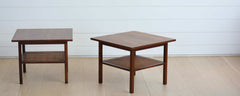 vintage pair of midcentury walnut end tables