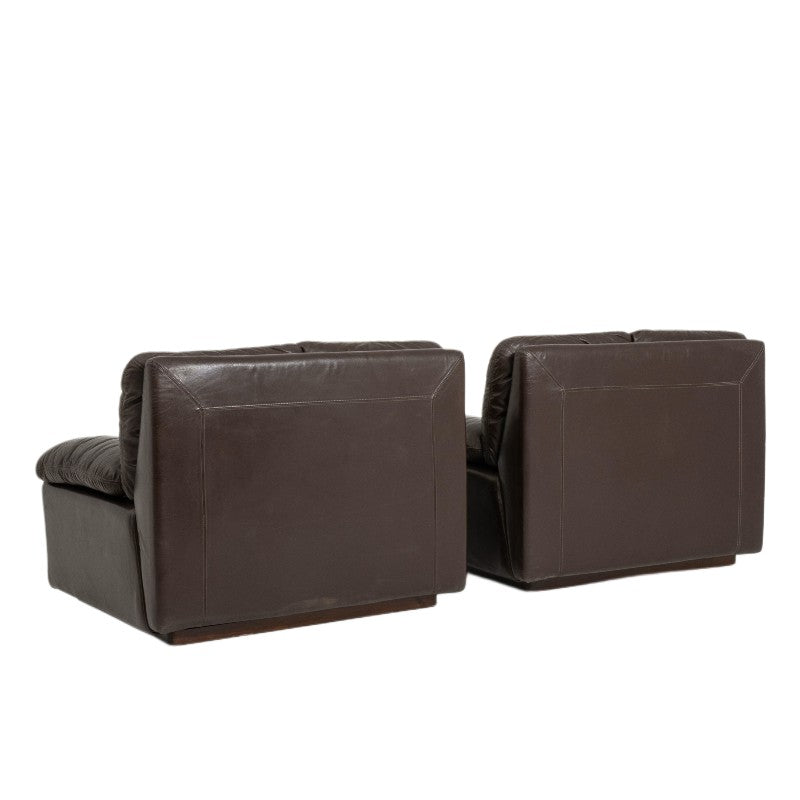 vintage pair of italian leather armchairs