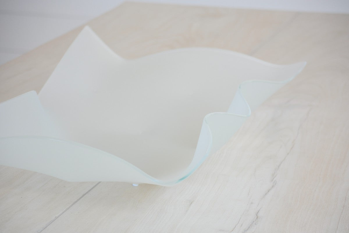 white glass centerpiece long