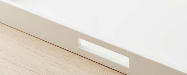 white lacquered trays