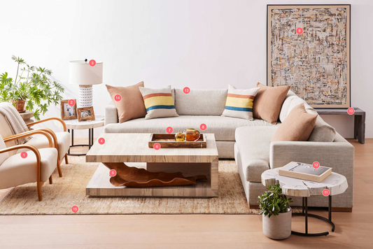 our hudson sofa with pops of striped color