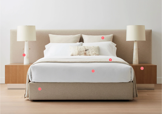 our lazy point bed with mercer beside tables