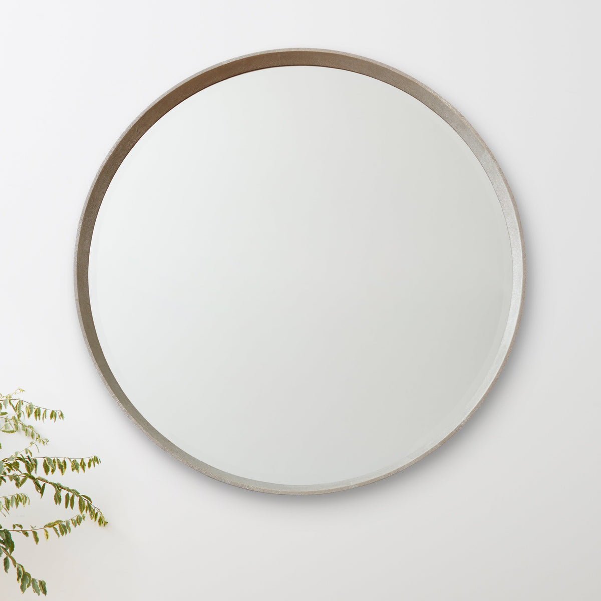 faux shagreen mirror, sand 32"