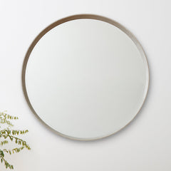 faux shagreen mirror, sand 32"