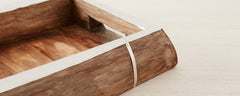 pine and silver trim rectangular trays