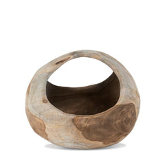 live edge teak bowl w handle