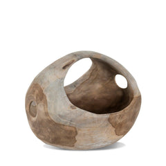 live edge teak bowl w handle