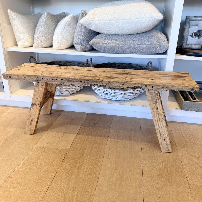 reclaimed boat wood bench