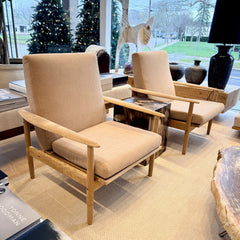 vintage pair of oak armchairs