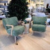vintage pair of olive armchairs